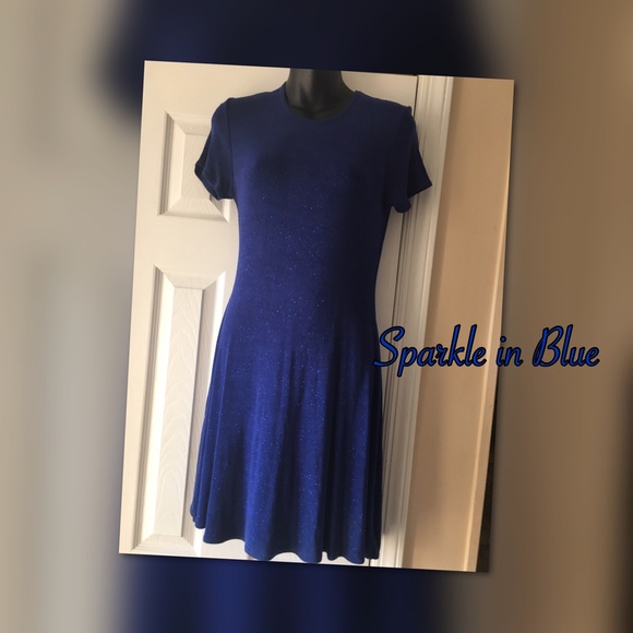 Royal Blue Crystal Form-Fitting Dress - Picture 1 of 4