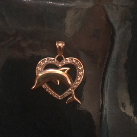 Real gold dolphin necklace charm