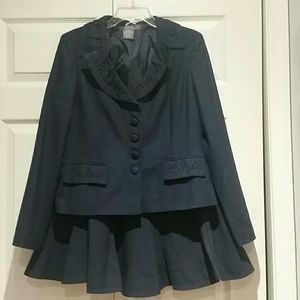 NAVY BLUE 2PC SKIRT SUIT SET