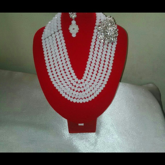White bead necklace