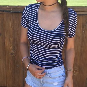 Stripped blue and white top