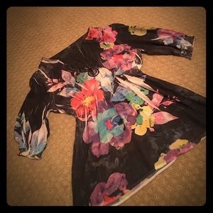 Lovely floral subliminal ion sheer top