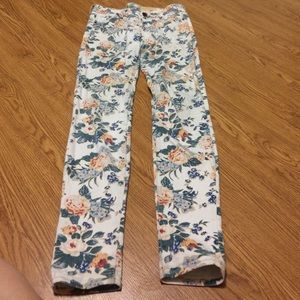 white pants with floral design
