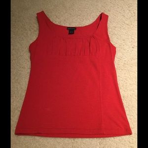 Ruched, red tank top.