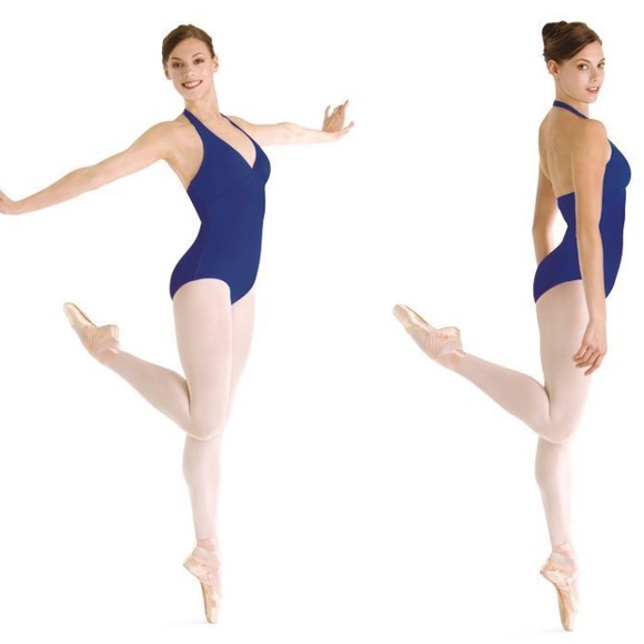Cobalt blue halter leotard