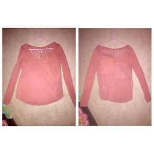 Free People pink lace shirt