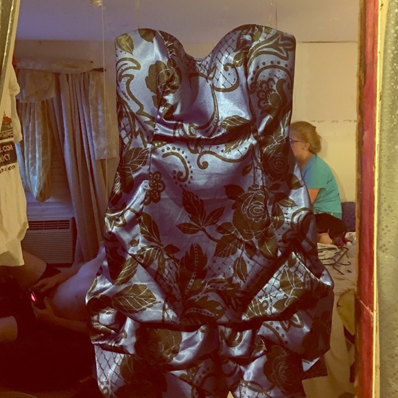 Blue dress with black roses