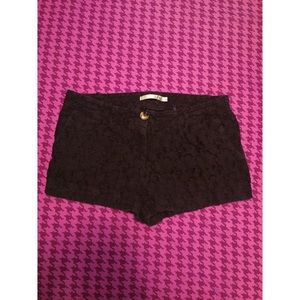 Black flower patterned shorts