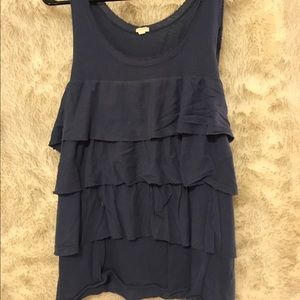 Blue Tiered Ruffle Top