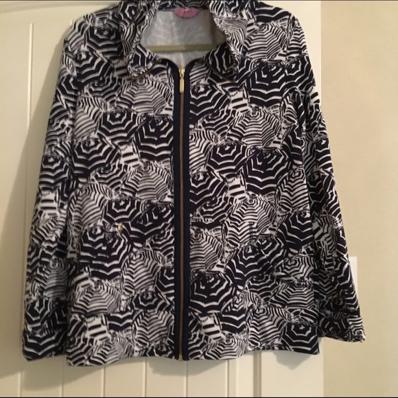 Lilly Pulitzer popover in umbrella pattern.