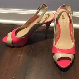 Guess sling-back platform heels