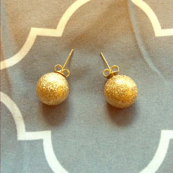 18K Gold Plated Diamond Cut Ball Stud Earrings