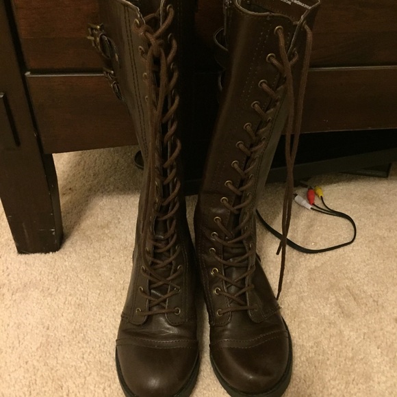 Brown lace up boots