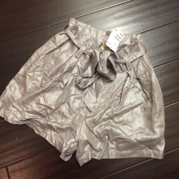 Divided Silver Metallic High Waisted Shorts