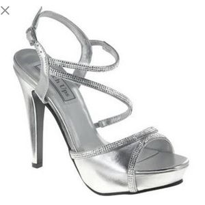 Silver strappy platform heels