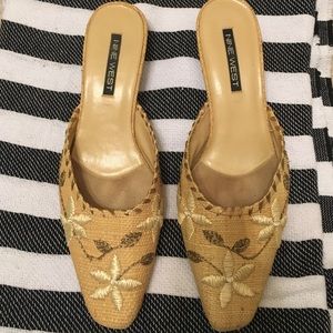 Nine West straw kitten heel