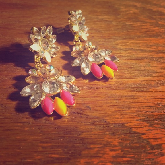 Beautiful crystal and neon earrings