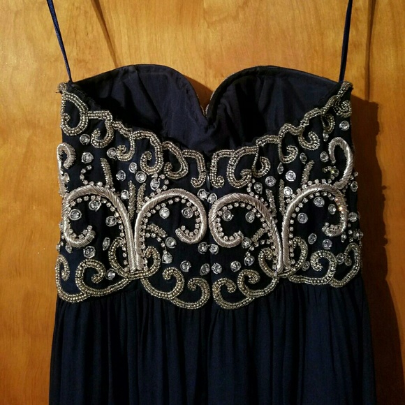 Sean Collection Beaded Strapless Gown - Picture 3 of 4