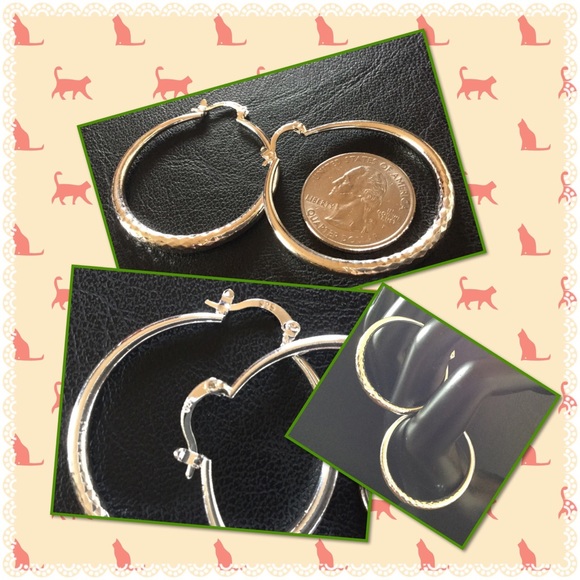 925 Sterling silver textured round earrings - Picture 2 of 3