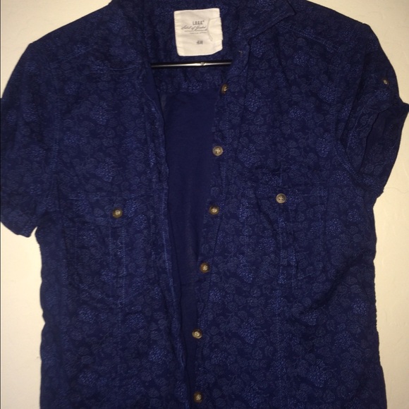 Dark blue printed blouse