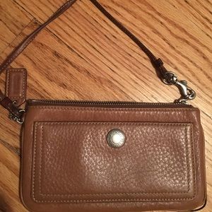 Authentic Coach Brown Leather Wristlet