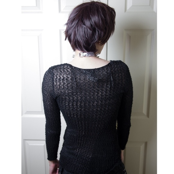 Mudd Sweaters - Distressed Black Sweater Top Longsleeve Stretchy M Mudd Sweaters - Distressed Black Sweater Top Longsleeve Stretchy M