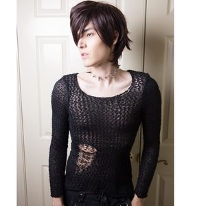 Mudd Sweaters - Distressed Black Sweater Top Longsleeve Stretchy M Mudd Sweaters - Distressed Black Sweater Top Longsleeve Stretchy M