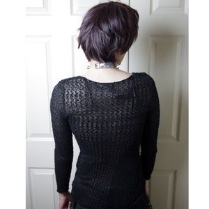 Mudd Sweaters - Distressed Black Sweater Top Longsleeve Stretchy M Mudd Sweaters - Distressed Black Sweater Top Longsleeve Stretchy M