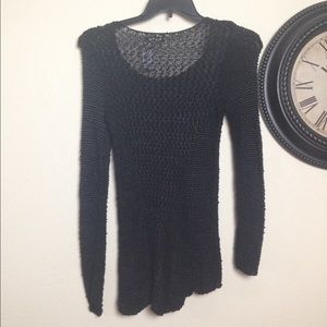 Mudd Sweaters - Distressed Black Sweater Top Longsleeve Stretchy M Mudd Sweaters - Distressed Black Sweater Top Longsleeve Stretchy M