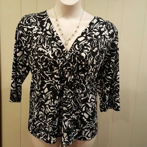 Black/White Faux Wrap Top
