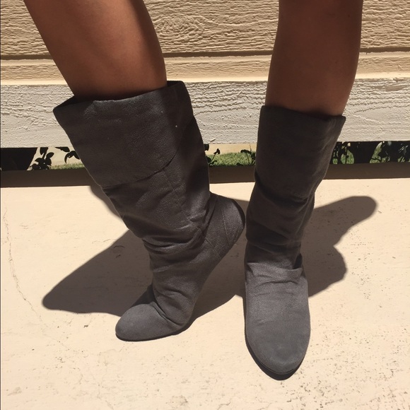 Grey Suede Boots - Picture 2 of 3