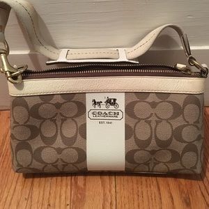 Used Coach Signature Heritage Stripe Demi Baguette