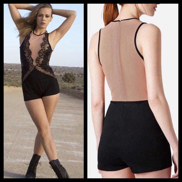 HP TOPSHOP Leah Lace Mesh Playsuit Jumpsuit Romper - Picture 4 of 4