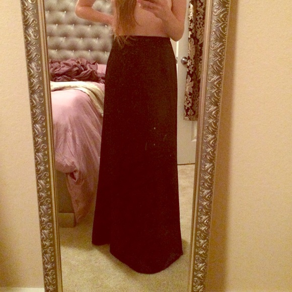 Black satin a line skirt