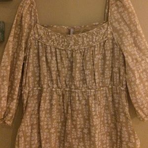 Tan with white flowers dress