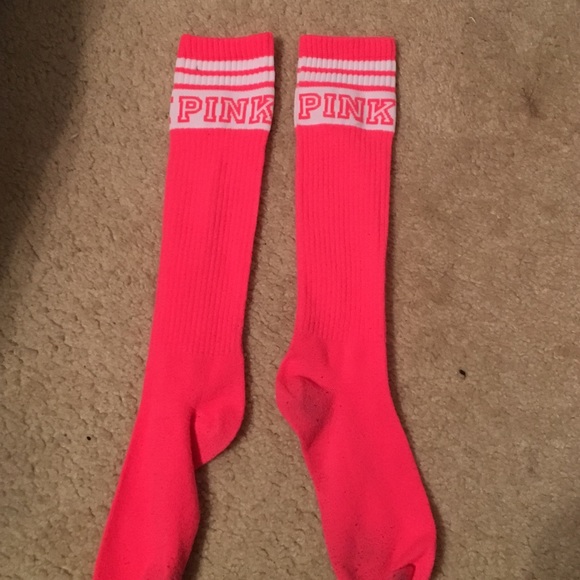 PINK neon pink, knee high socks