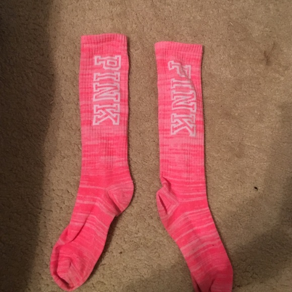 PINK pink and white, knee high socks