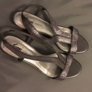 Silver one-inch heels!