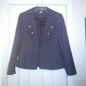 Trendy black denim blazer