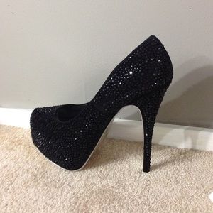 Black Studded Platform Pumps
