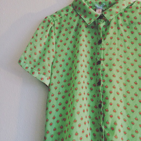 Downeast Green Floral Top