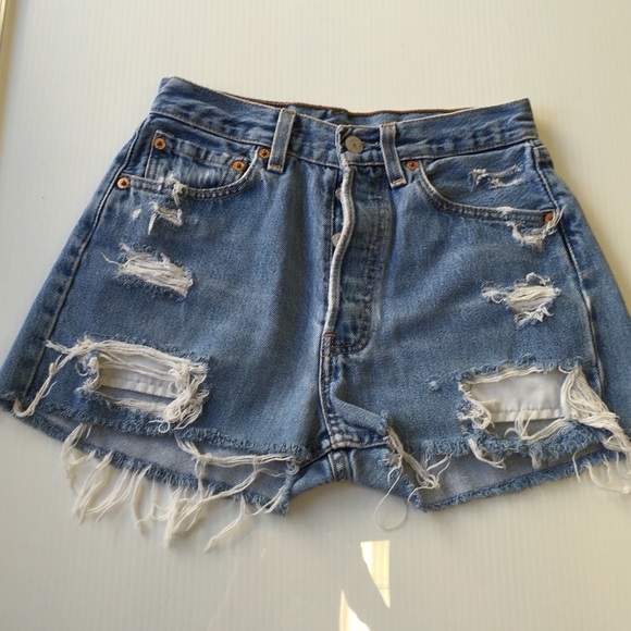 Levi's Pants - Levi's 501 blue distressed cut off shorts size 24