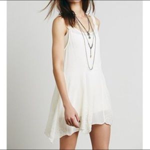 Free People Ivory Flowy Beaded Sheer Slip Dress