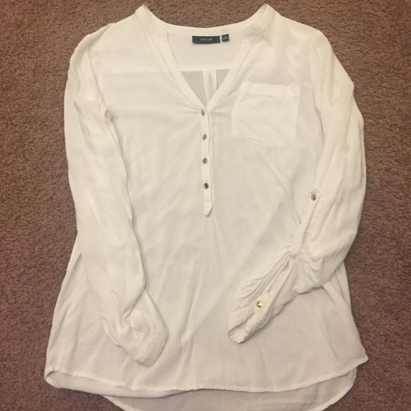 White dress shirt with silver buttons!