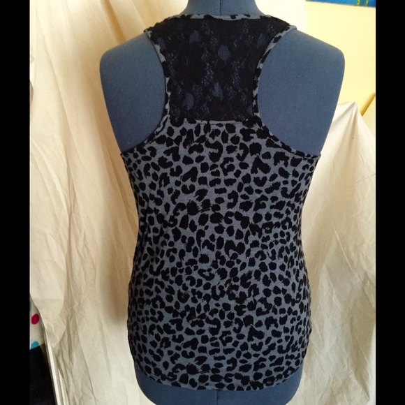 Leopard print tank with black lace back size L - Picture 2 of 4