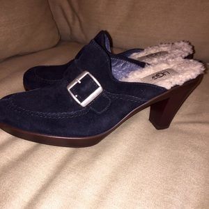 High Heel UGG Buckle Clogs