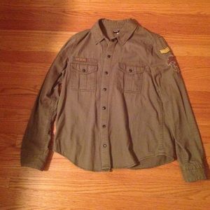 BDG Green Vintage Style Boy Scout Shirt