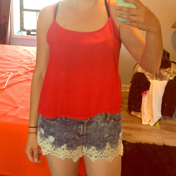 Red Cami Tank Sz L fits like a S-M