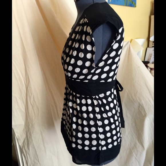 Kimono style top black/white polka dot Lg - Picture 2 of 3