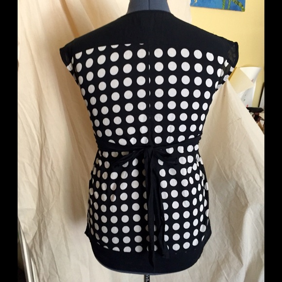 Kimono style top black/white polka dot Lg - Picture 3 of 3